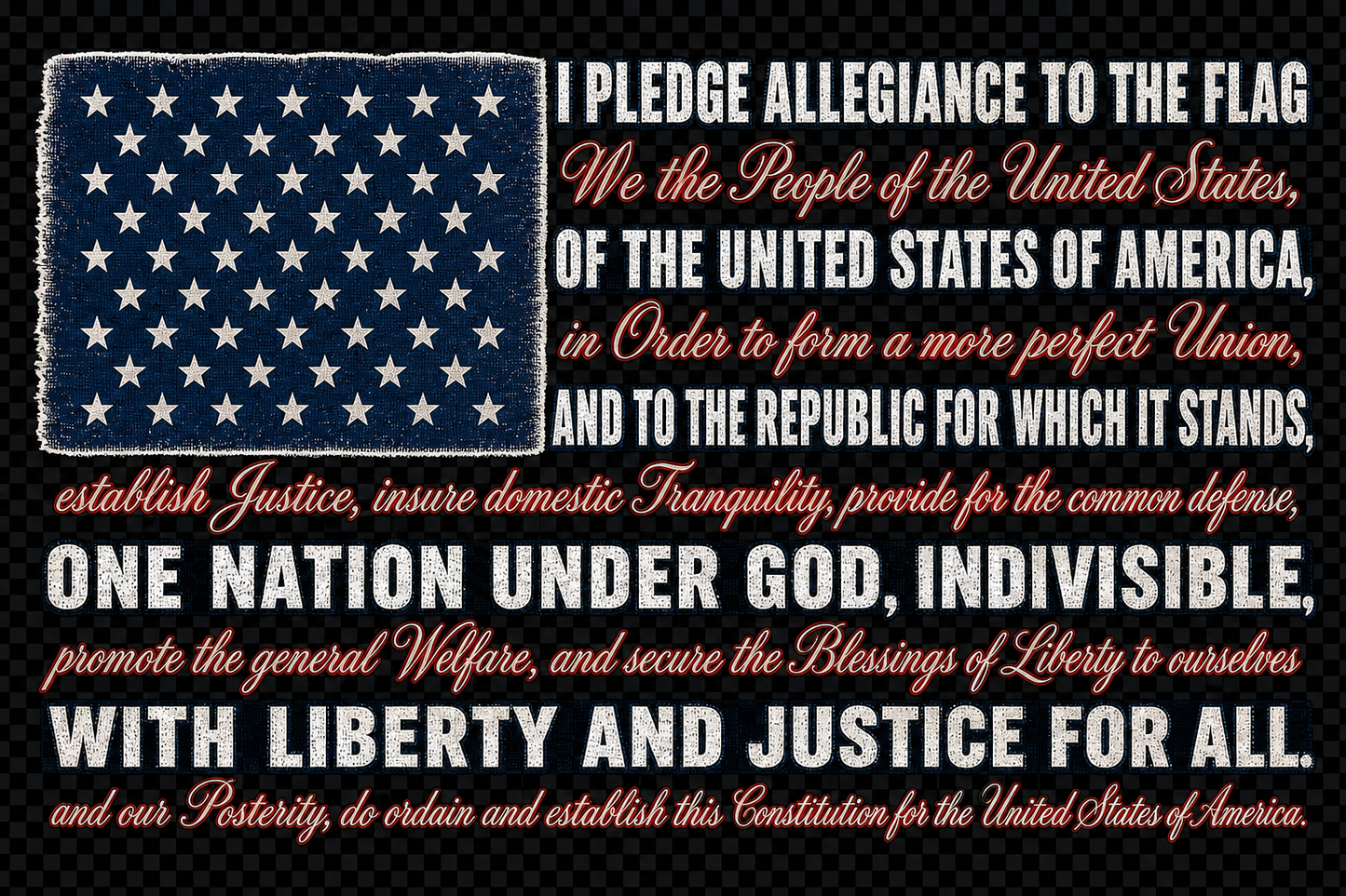 Pledge & Preamble USA Flag – Adult Tee